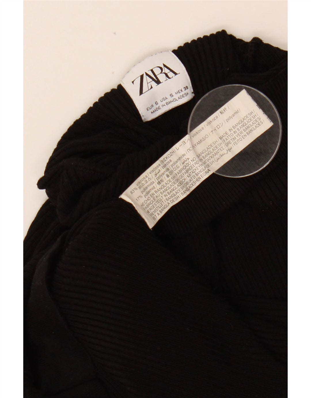 ZARA Dame Turtle Neck Jumper Sweater UK 8 Small Black Viscose