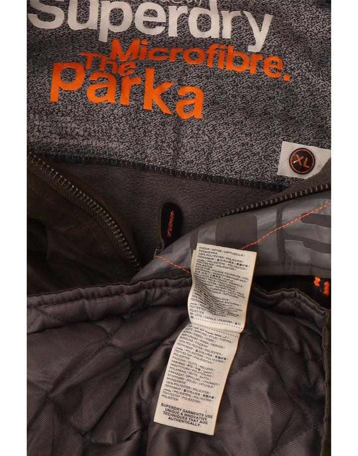 Superdry Parkajakke med hætte til mænd UK 42 XL Khaki Polyester