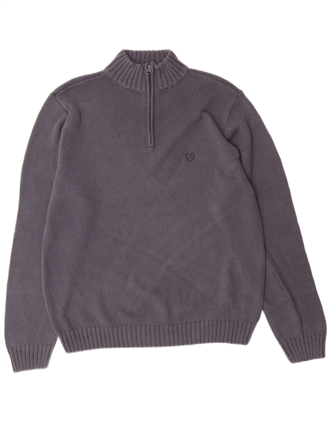 CHAPS Mens Zip Neck Jumper Sweater Large Grey Cotton