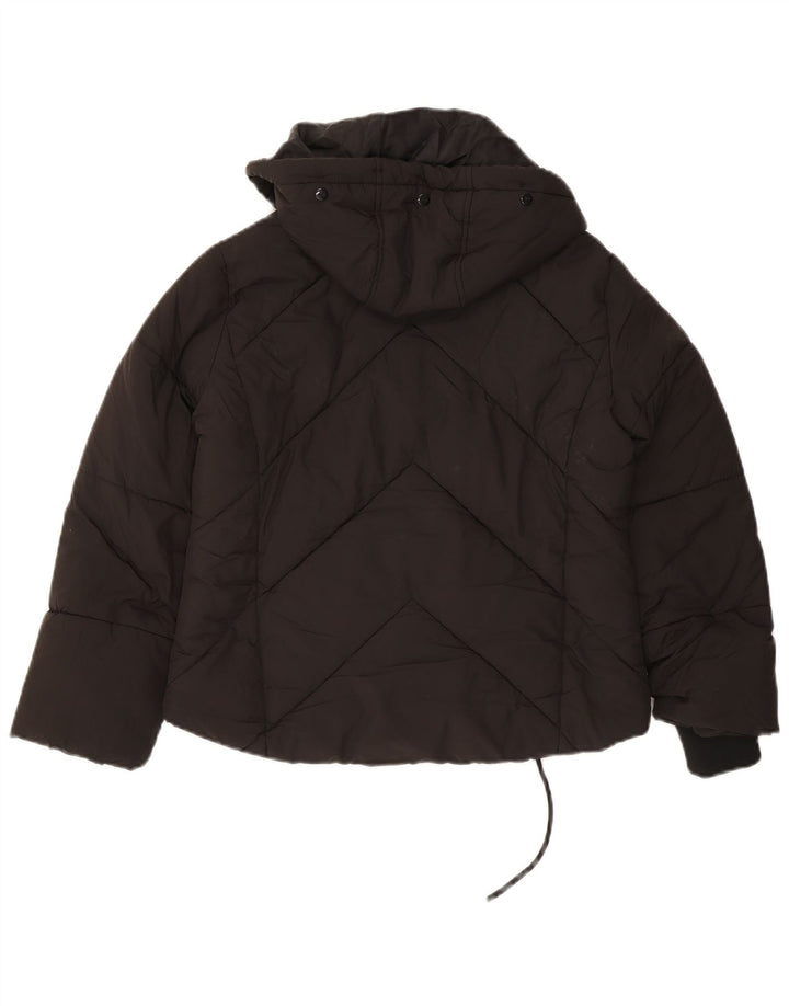 Topshop Dame Petite Hætte Oversized Polstret Jakke UK 8 Lille Sort