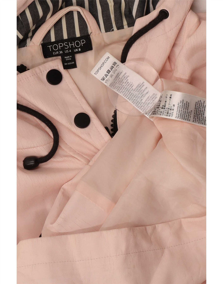 Topshop Dame Hætte Regular Fit Regnjakke UK 8 Small Pink Polyester