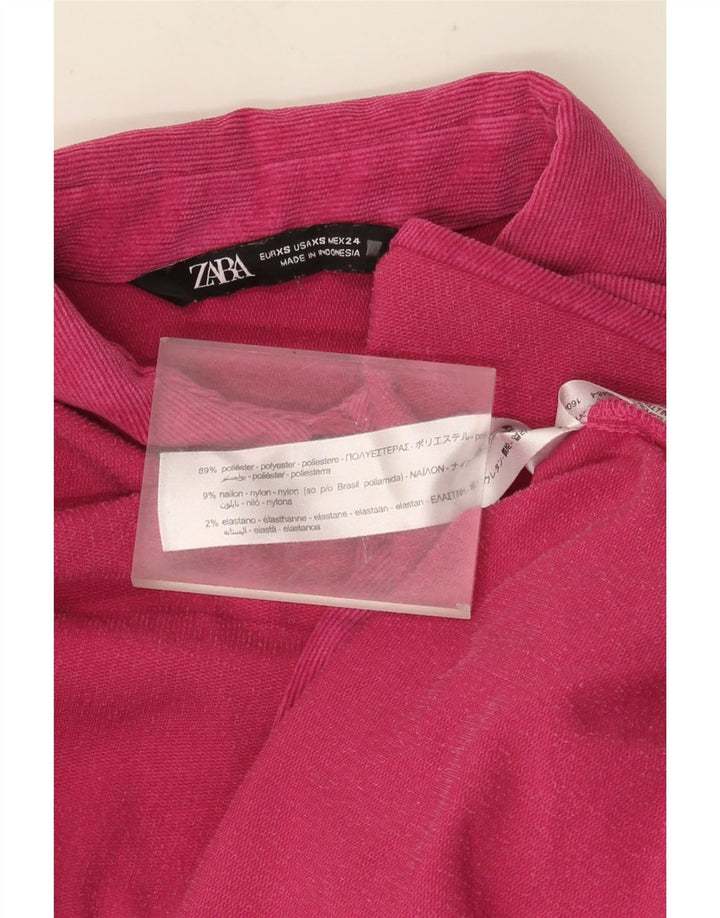 Zara Dame Oversized Flanell Shirt UK 6 XS Pink Polyester