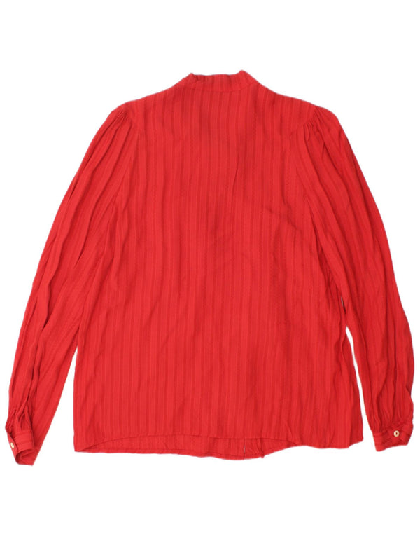 Vintage Dame Front Tie Shirt Bluse UK 14 Stor rød stribet