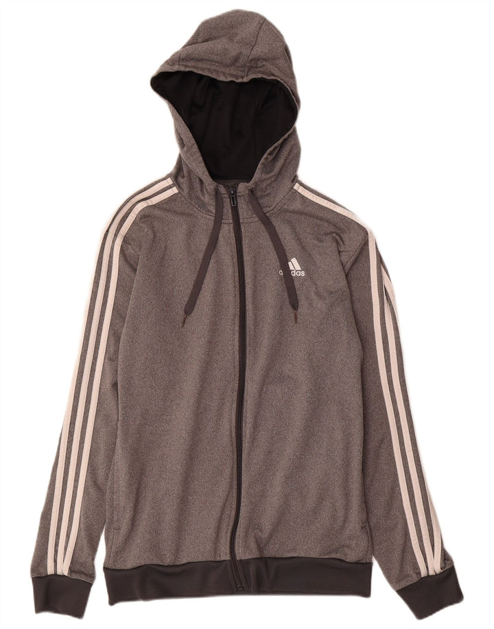 Adidas Mens Zip Hoodie Sweater UK 34/36 Small Grey Polyester