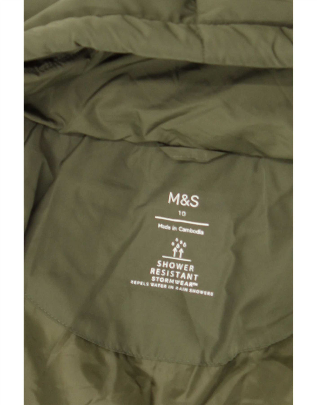 Marks & Spencer Dame Hætte Oversized Polstret Jakke UK 10 Lille Grøn