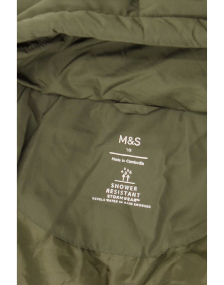 Marks & Spencer Dame Hætte Oversized Polstret Jakke UK 10 Lille Grøn