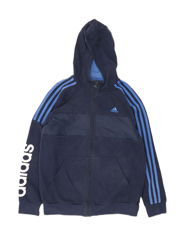 Adidas drenge grafisk hættetrøje med lynlås 14-15 år marineblå farveblok