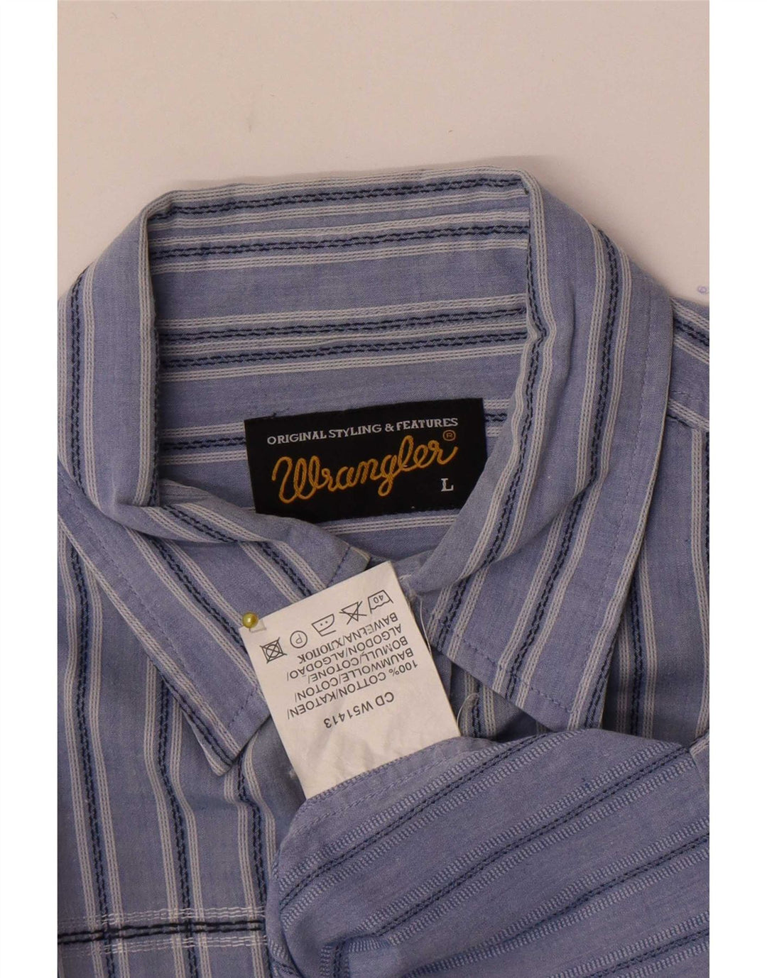 Wrangler Kortærmet Herreskjorte Stor blåstribet bomuld