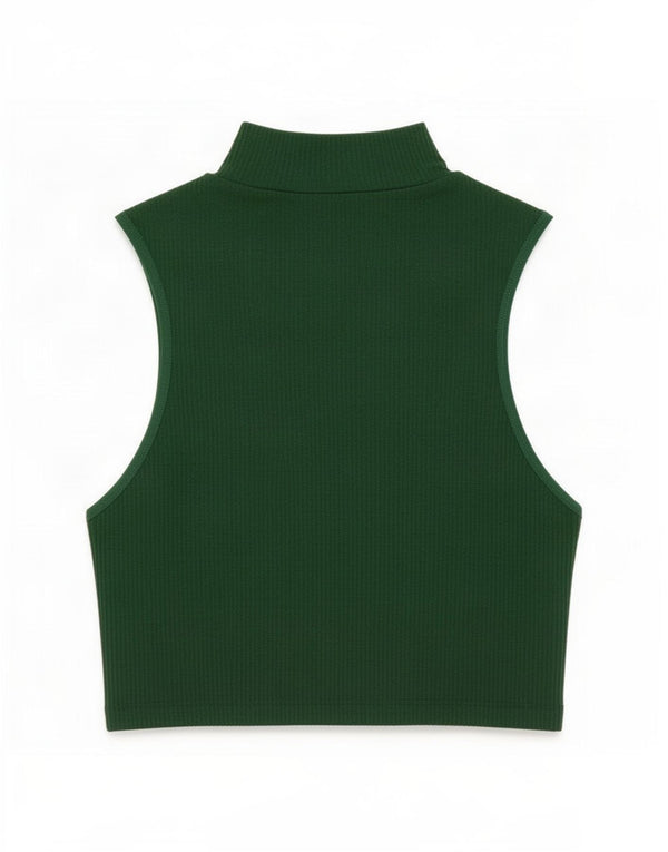 Zara Womens Crop Vest Top UK 4 XS Grøn Nylon