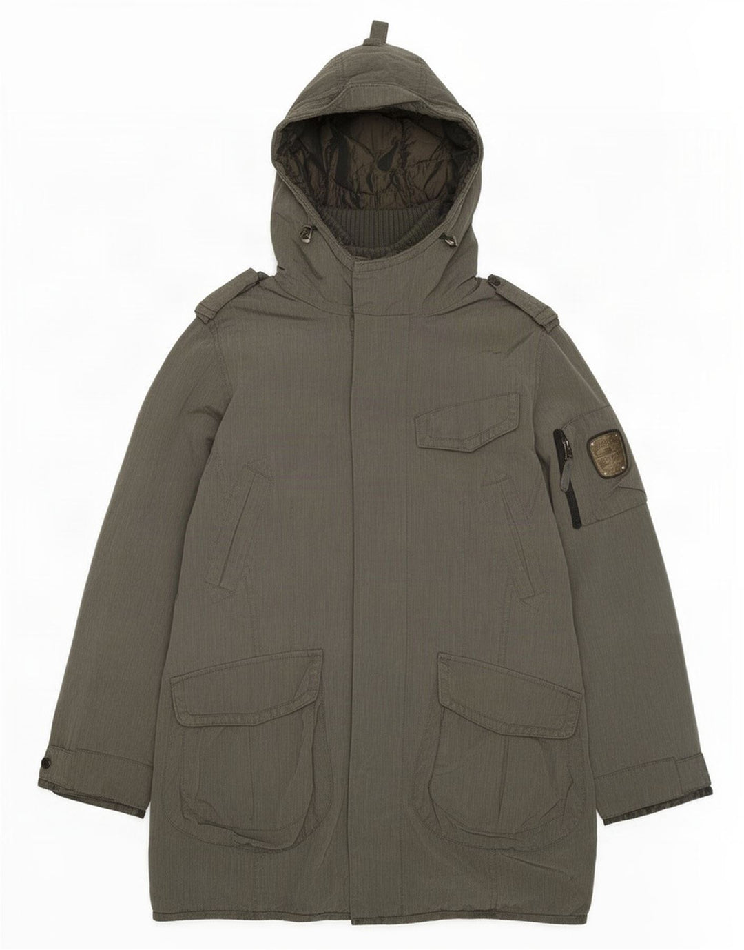 Dekker Herre Military Hooded Parka Jacket UK 36 Small Grey Polyamide