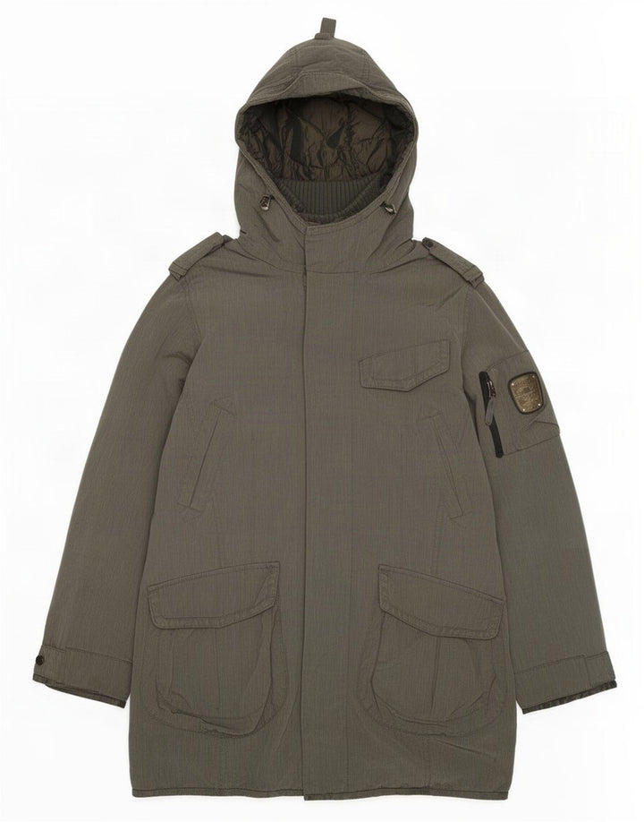 Dekker Herre Military Hooded Parka Jacket UK 36 Small Grey Polyamide