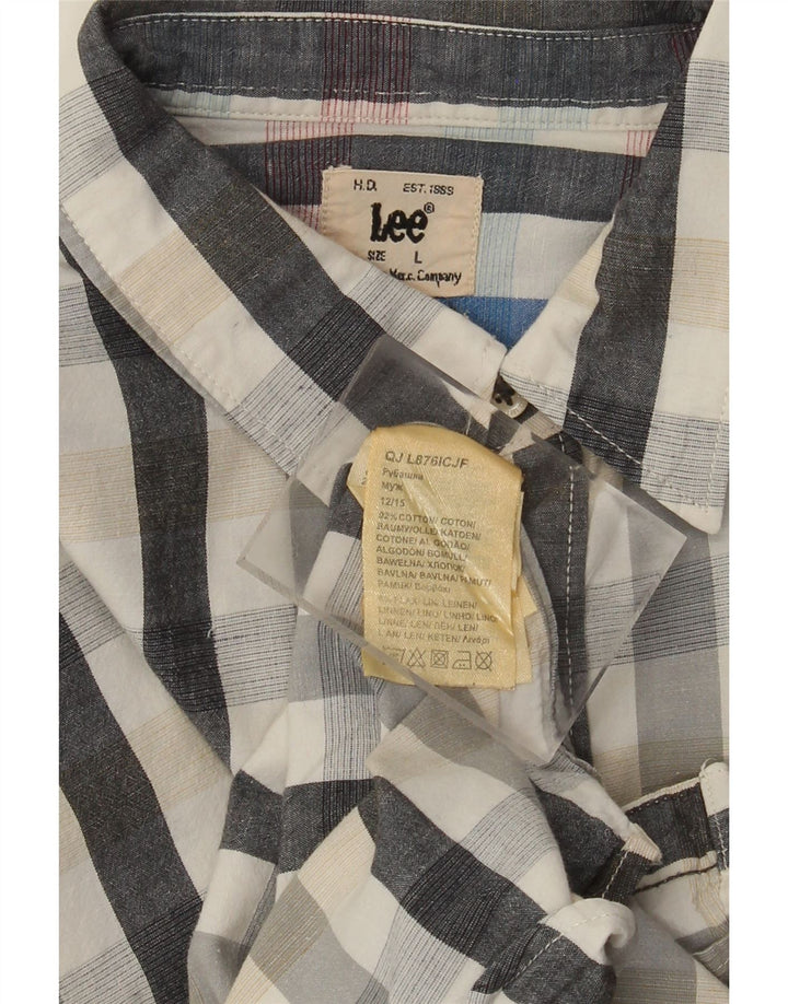 Lee herreskjorte stor grå ternet bomuld