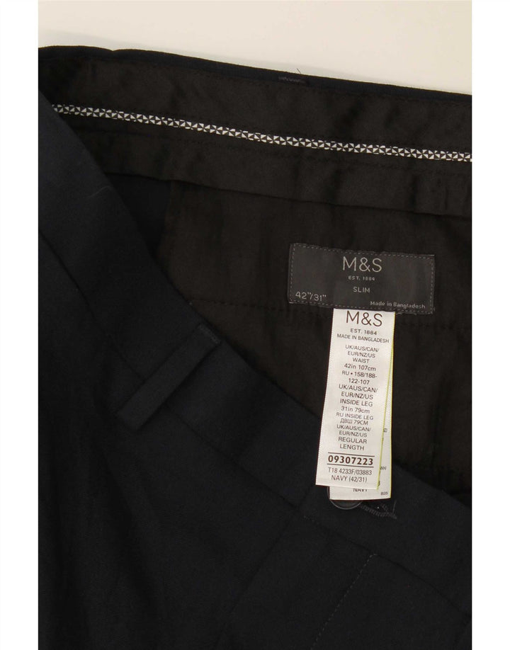 Marks & Spencer Herre Slim Chino Bukser W42 L31 Marineblå Polyester