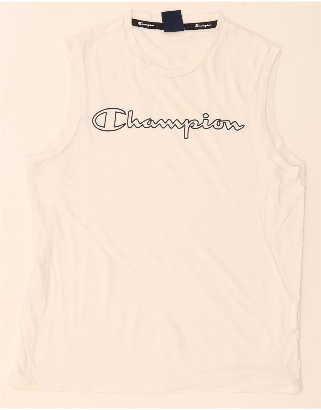 Champion Herre Grafisk Vest Top Medium Hvid Bomuld