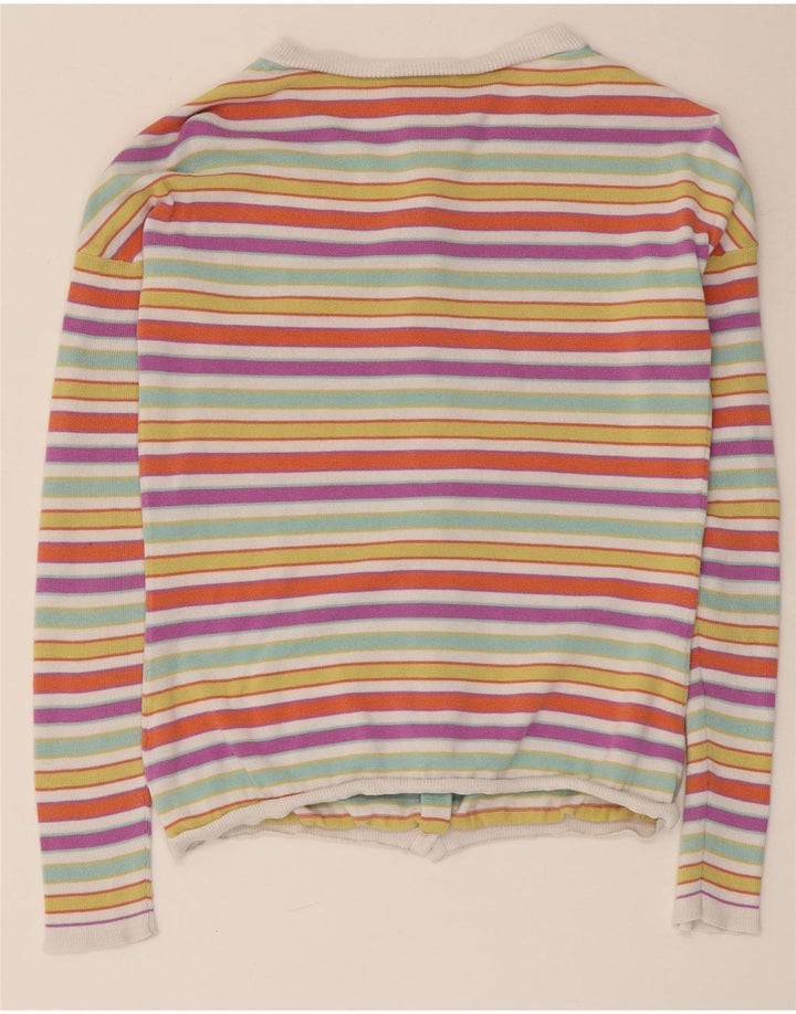 Lacoste Womens Crop Cardigan Sweater Størrelse 36 Lille Flerfarvet Stribet