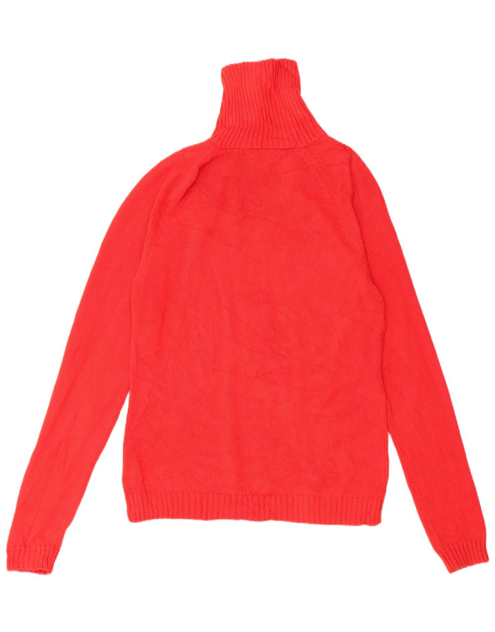 RALPH LAUREN Dame Button Neck Jumper Sweater UK 10 Small Red Bomuld
