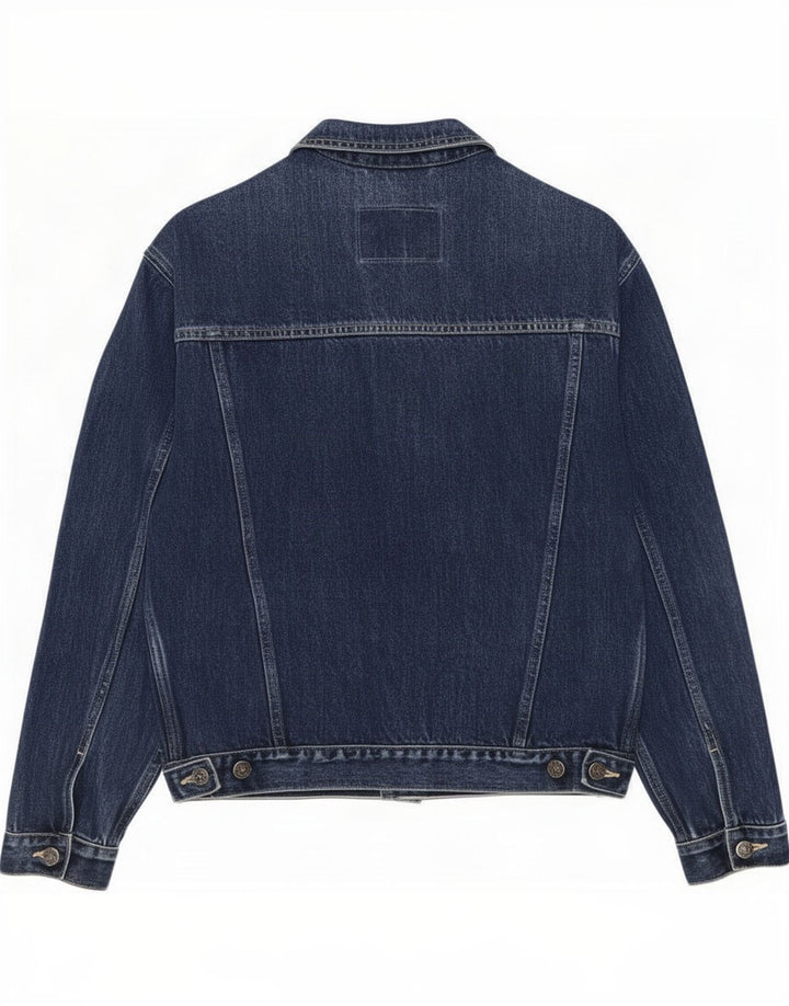 Savvy Mens Denim Jacket UK 36 Small Navy Blue Cotton