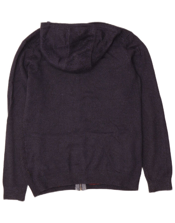 Ted Baker Herre Hooded Cardigan Sweater med fuld lynlås størrelse 2 Small Navy Blue