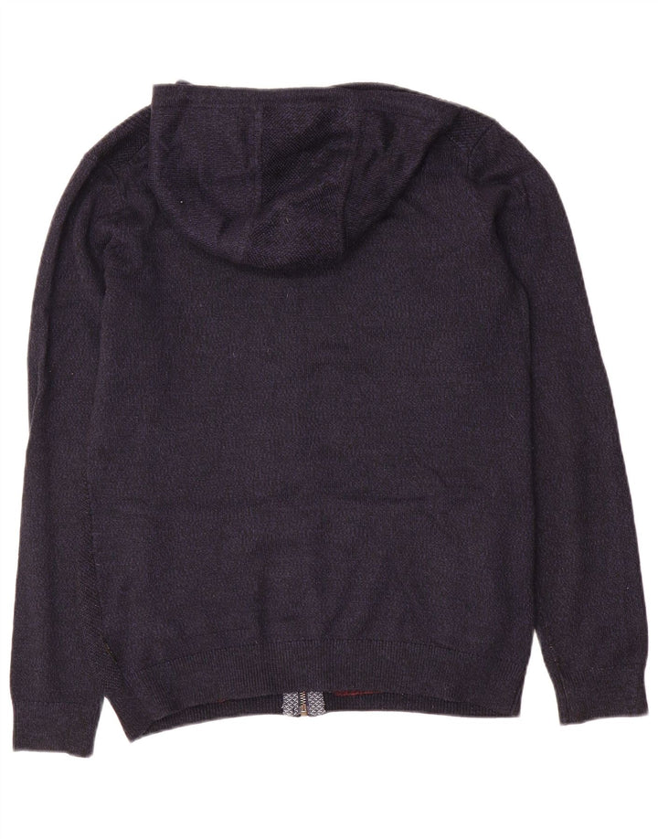 Ted Baker Herre Hooded Cardigan Sweater med fuld lynlås størrelse 2 Small Navy Blue