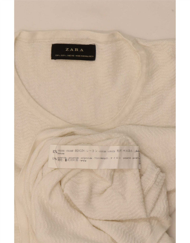 Zara Herre Crew Neck trøje Sweater Large White Viscose