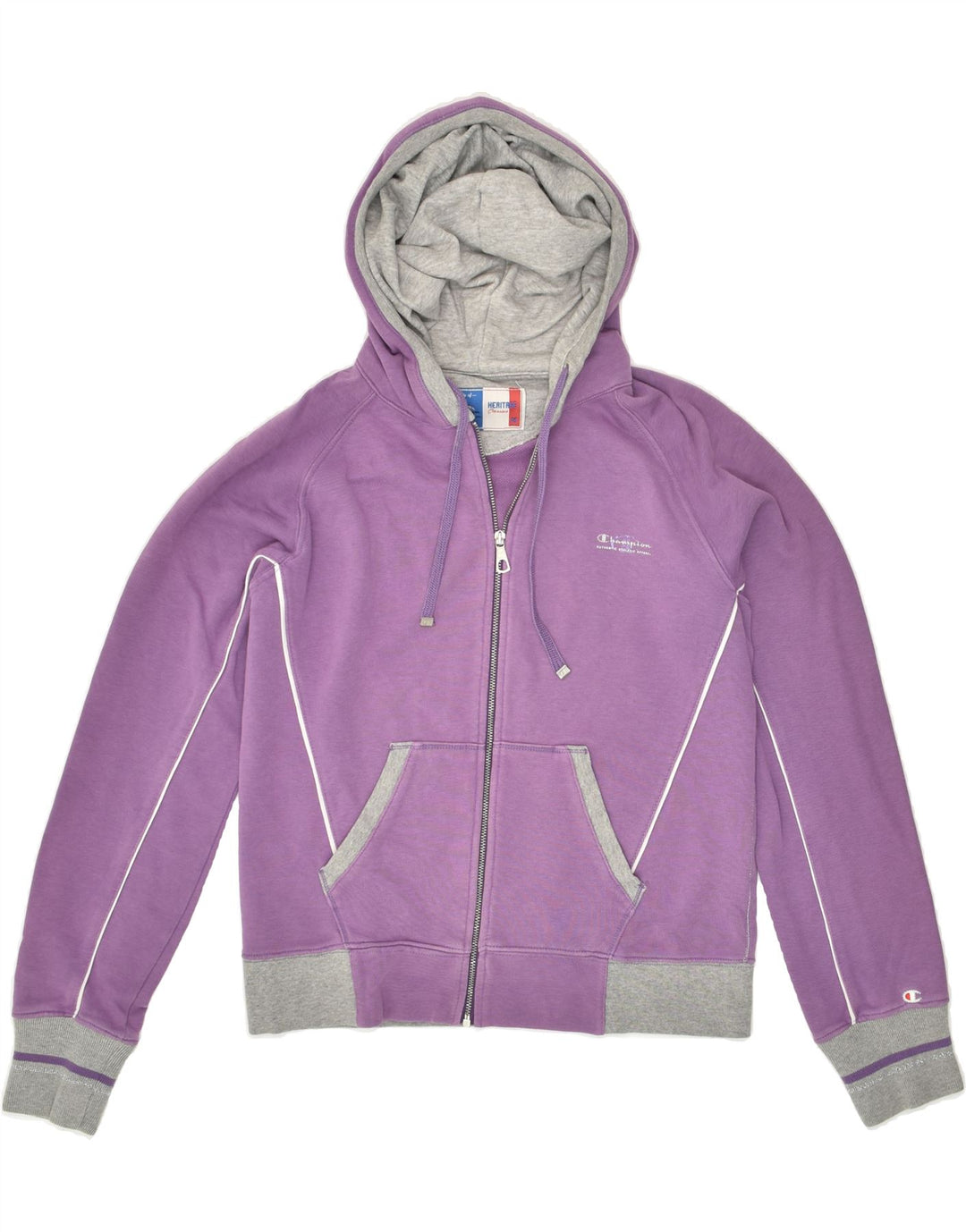 CHAMPION Womens Heritage Classics Zip Hoodie Sweater UK 14 Medium Purple | Vintage Champion | Thrift | Second-Hand Champion | Used Clothing | Messina Hembry 