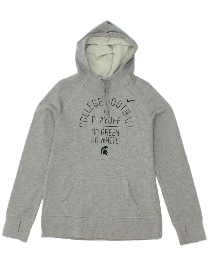 NIKE Womens Graphic Hoodie Jumper UK 14 Large Grey Polyester Vintage Nike and Second-Hand Nike from Messina Hembry 