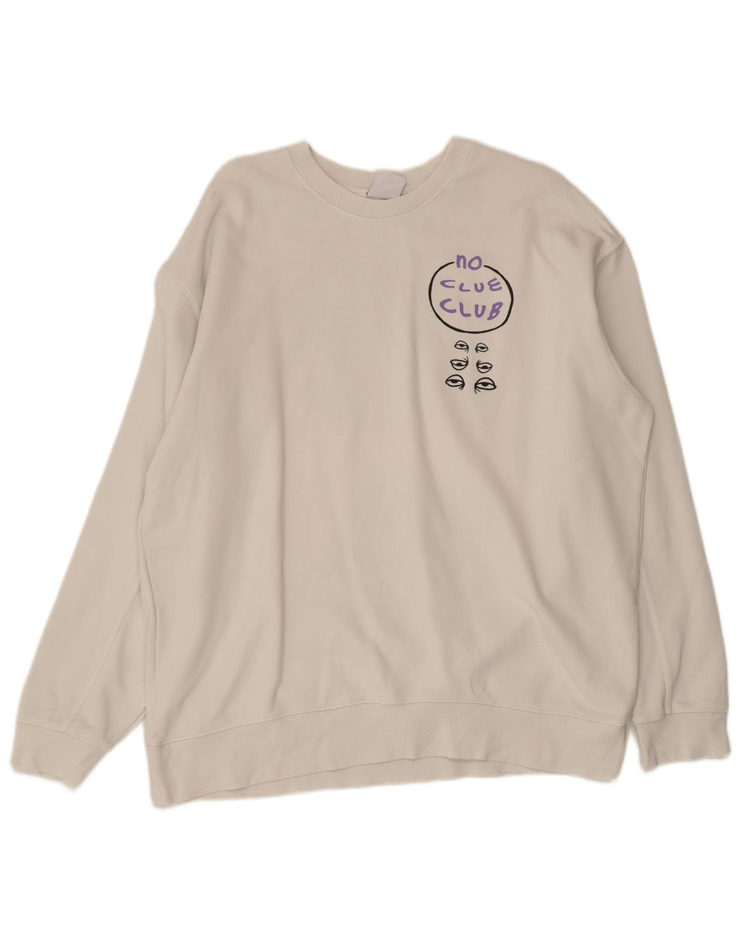 ZARA Womens Graphic Sweatshirt Jumper UK 18 XL White