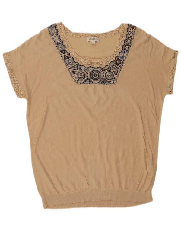 Monsoon Damebluse Top UK 14 Medium Beige Fair Isle