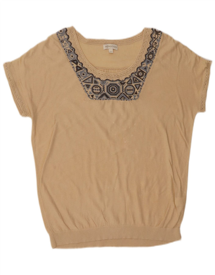 Monsoon Damebluse Top UK 14 Medium Beige Fair Isle