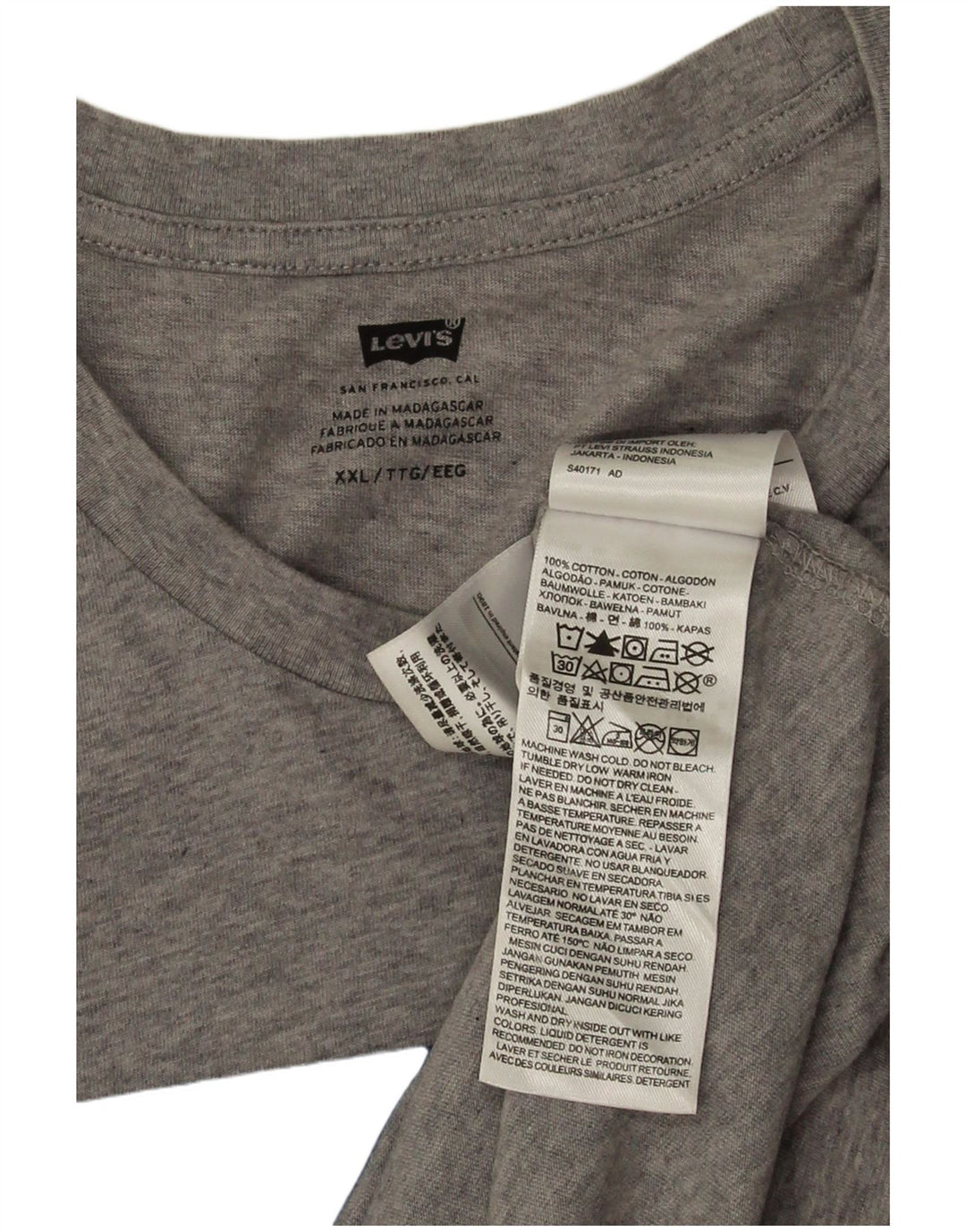 Levi's Herre Grafisk T-Shirt Top 2XL Grå Bomuld