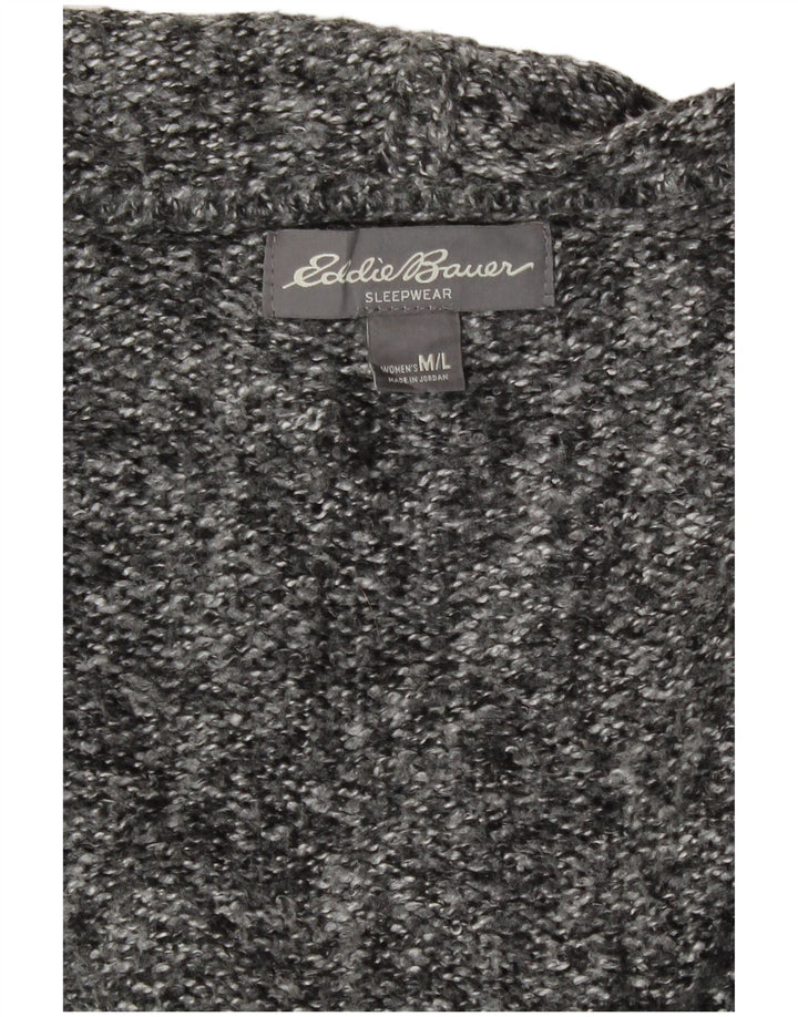 Eddie Bauer Dame hætte cardigan sweater UK 14 Medium Grey Flecked
