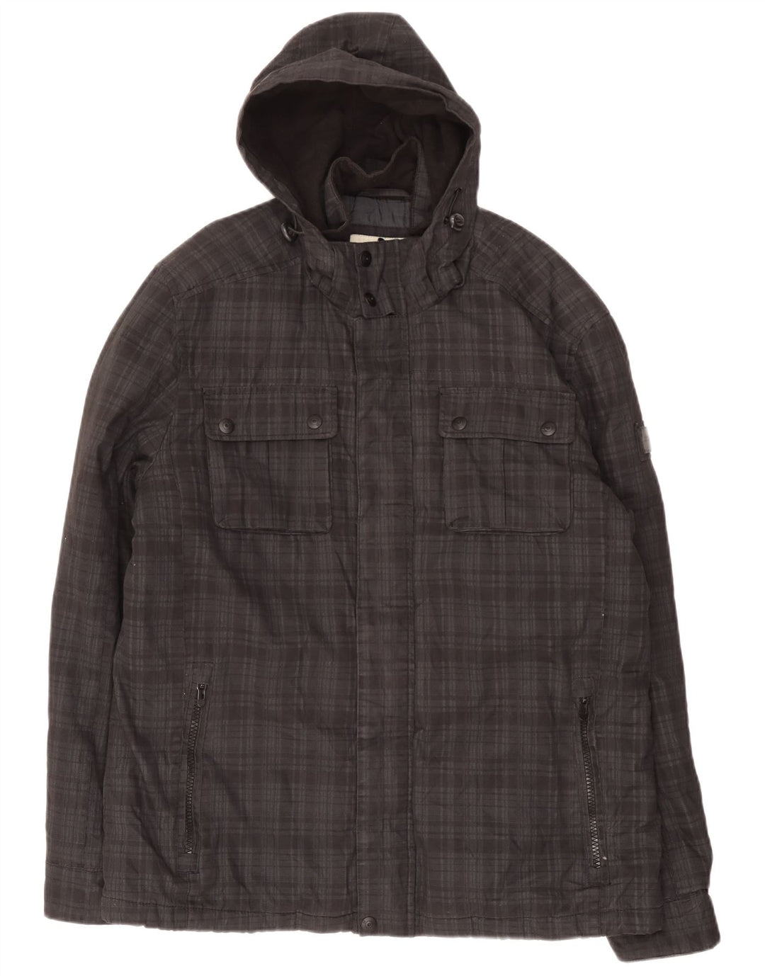 Tom Tailor Herre Hooded Utility Jacket UK 44 2XL Sort ternet bomuld
