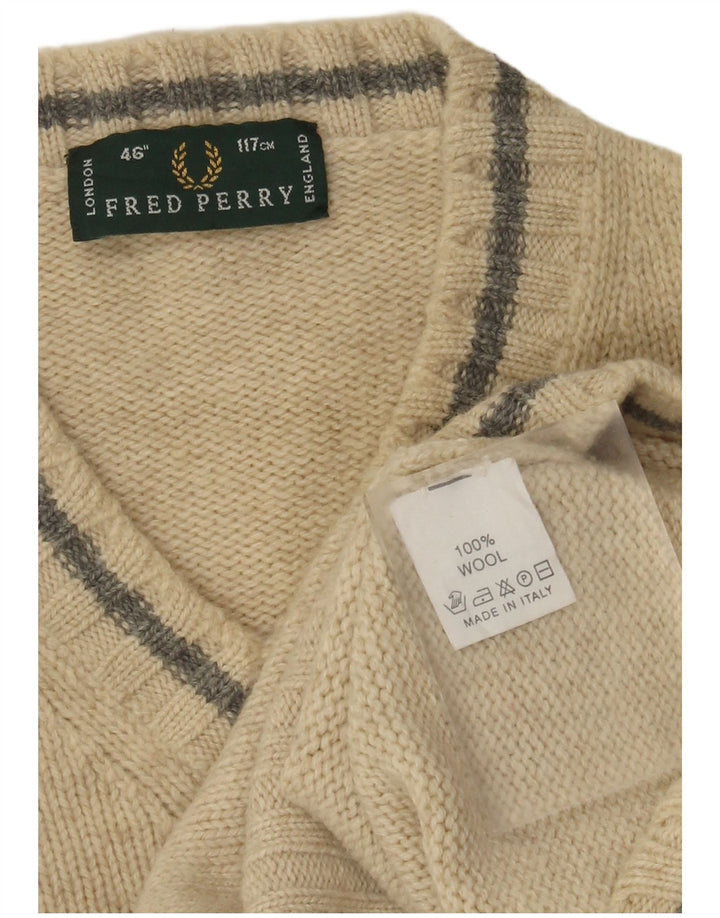 Fred Perry Herre V-hals sweater Stor Beige Uld