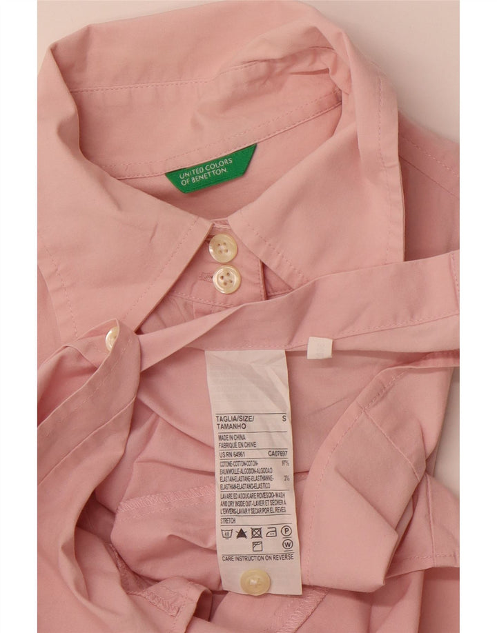 BENETTON Dameskjorte UK 10 Lille Pink Bomuld