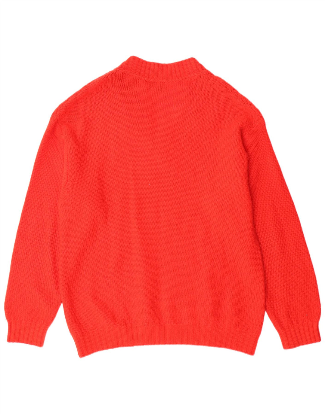 BENETTON Herre V-hals sweater Large Red Virgin Wool