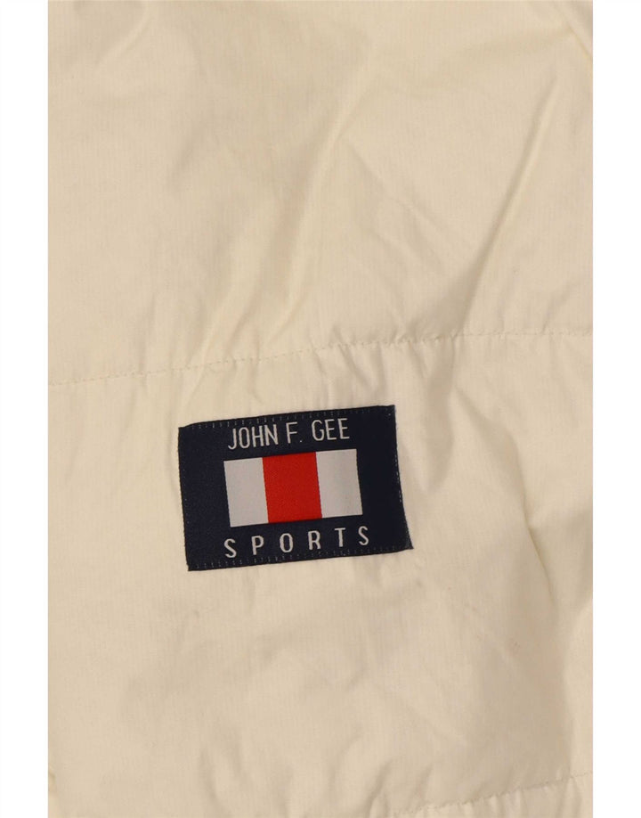 John F Gee Herre polstret jakke UK 40 Stor hvid polyamid