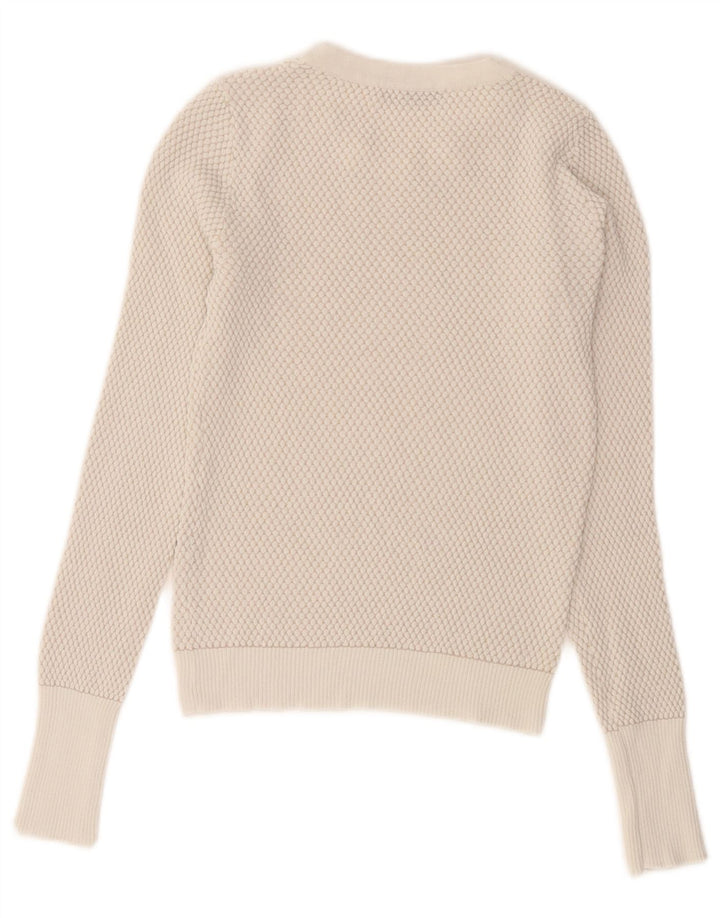 Zara Womens Crop Crew Neck Jumper Sweater UK 8 Small White