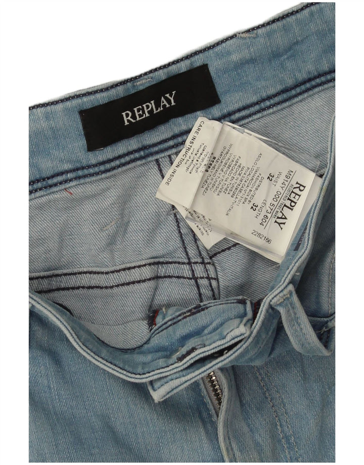REPLAY Herre Slim Jeans W32 L32 Blå Bomuld