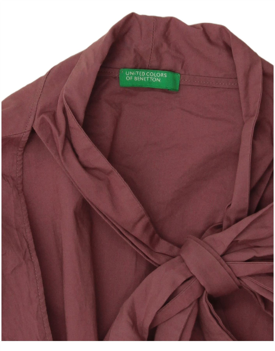 Benetton Womens Front Tie Langærmet bluse Top UK 10 Small Pink