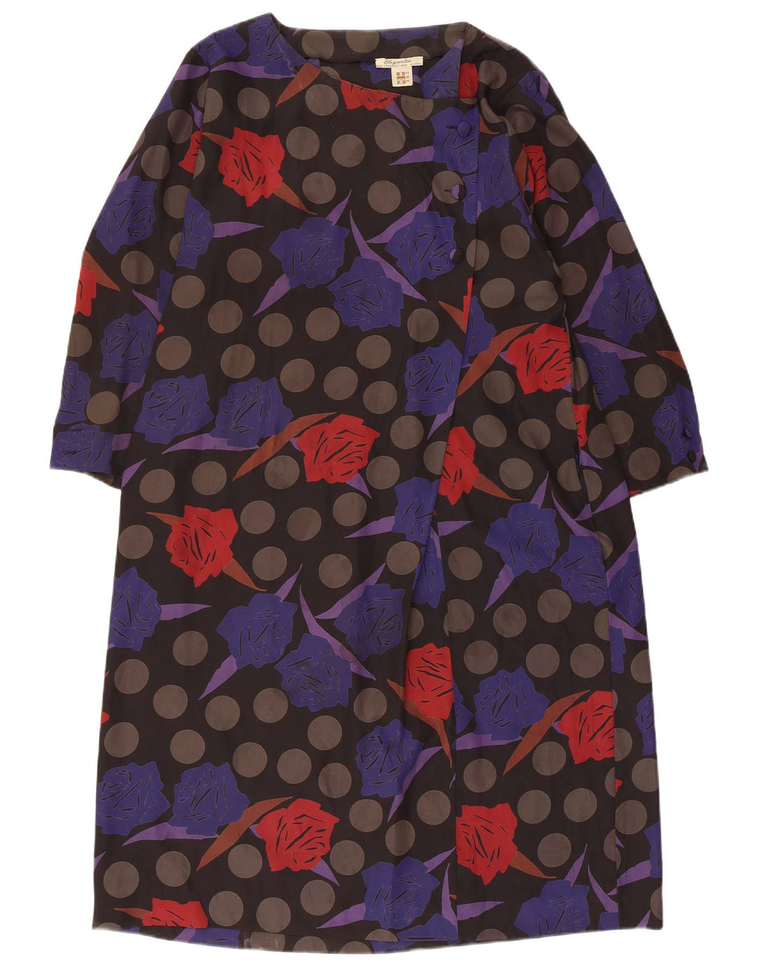 Vintage kvinders langærmet teltkjole IT 44 Medium Multicolored Floral