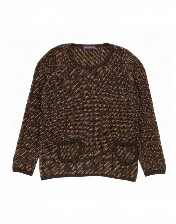 Marks & Spencer Dame Boat Neck Jumper Sweater UK 14 Medium Sort Stribet