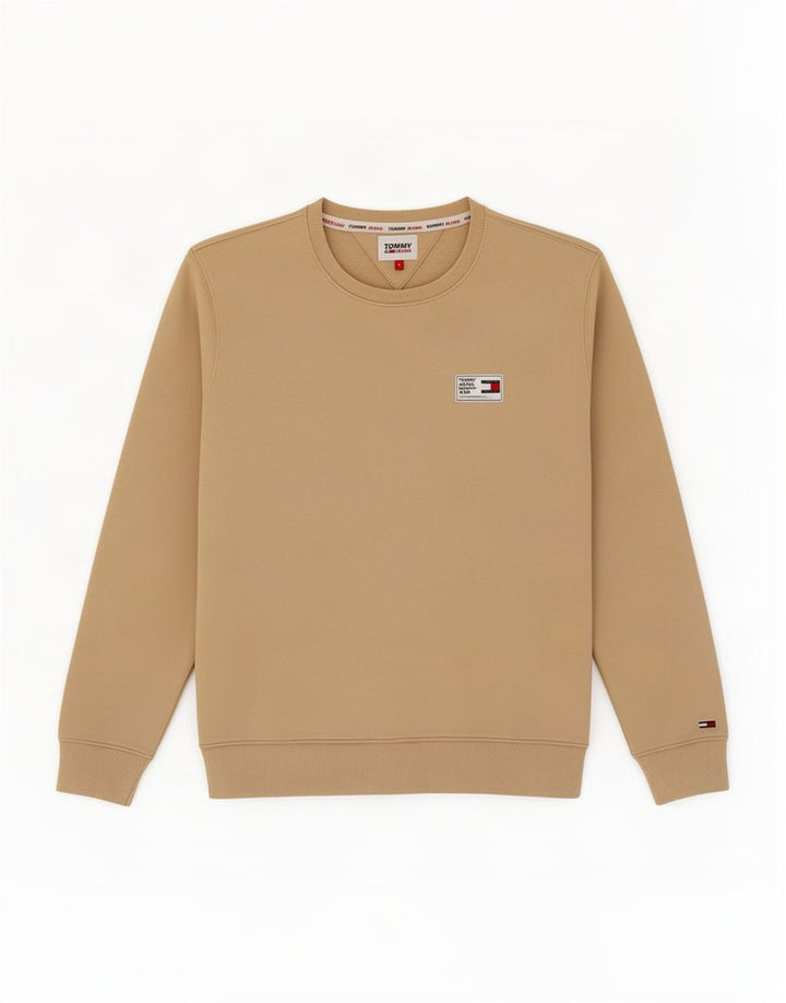 Tommy Hilfiger Herre Sweatshirt Jumper Lille Beige Bomuld