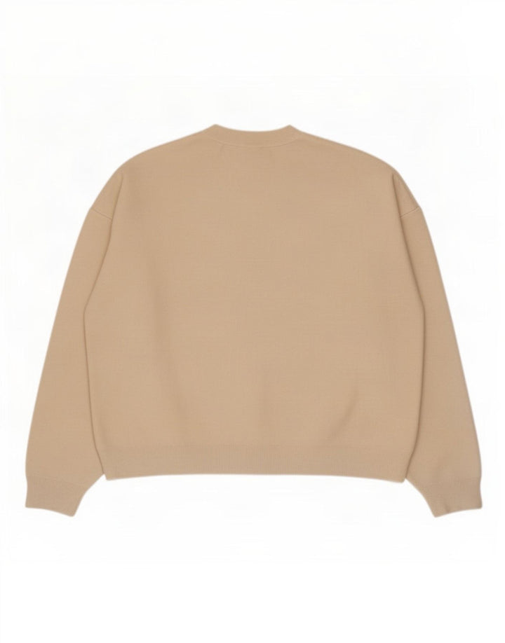 Zara Womens Oversized Sweatshirt Jumper UK 16 Large Beige Viscose