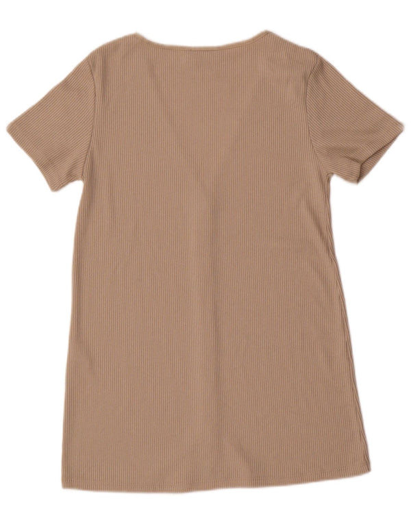 Zara Kortærmet Cardigan Top UK 10 Small Beige Viscose