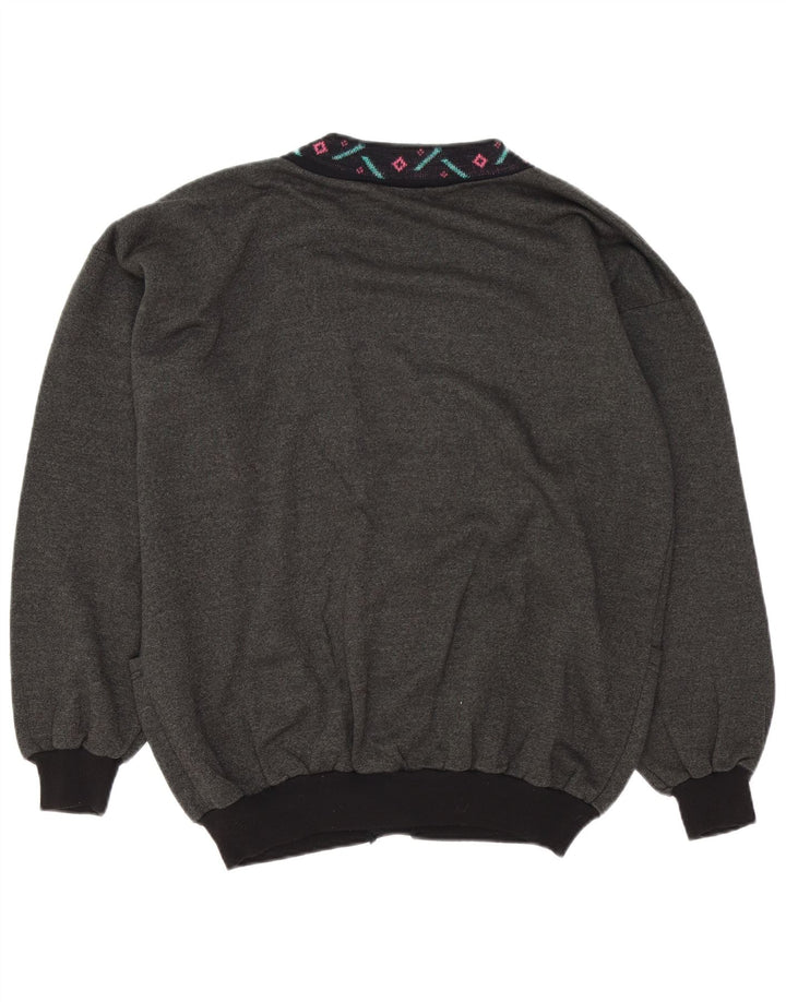 Vintage herre cardigan sweater XL Grå Geometrisk