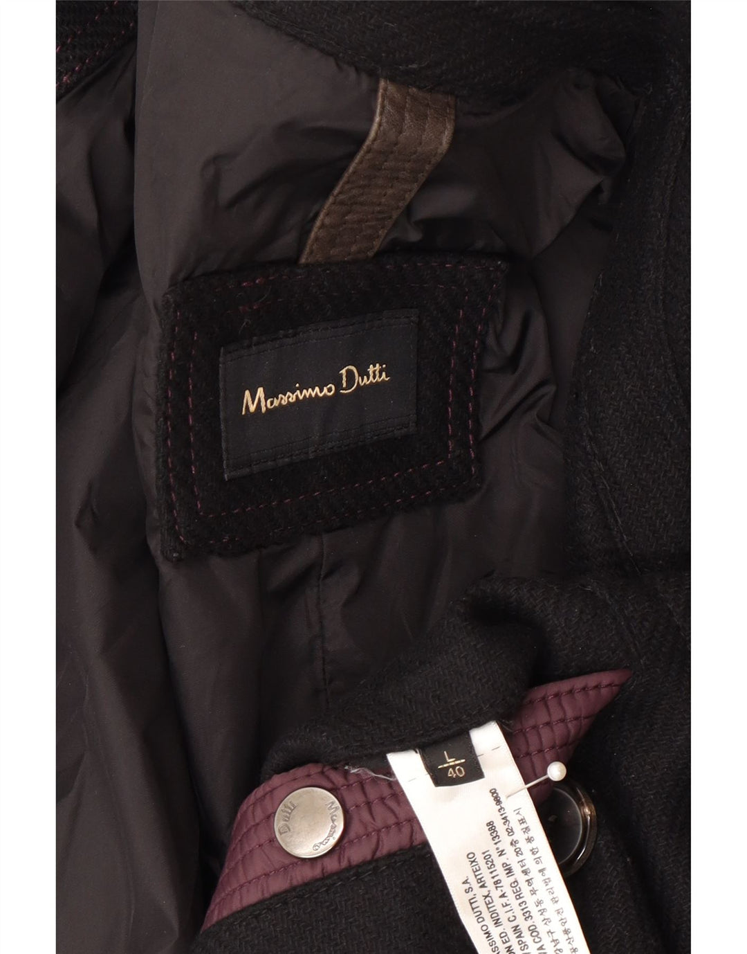 Massimo Dutti Herre Ærtefrakke UK 40 Stor Sort Nylon