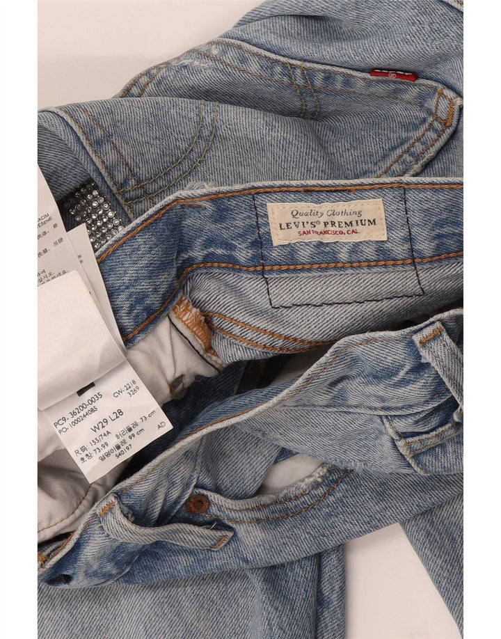 Levi's Dame 501 Distressed Straight Jeans W29 L28 Blå Bomuld