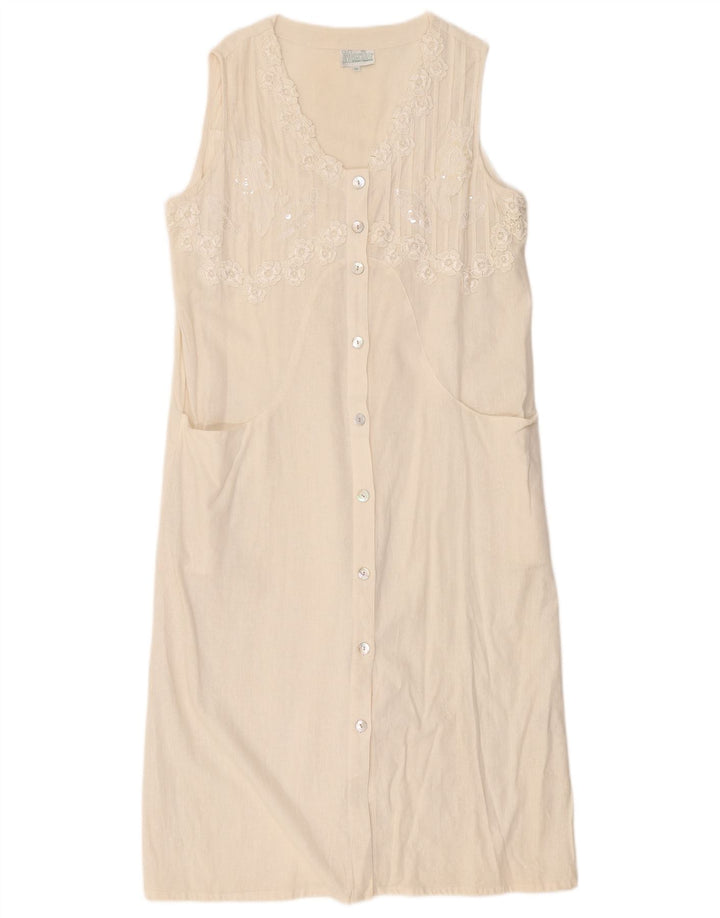 Marila Dame Ærmeløs Shift Dress UK 14 Medium White Linen