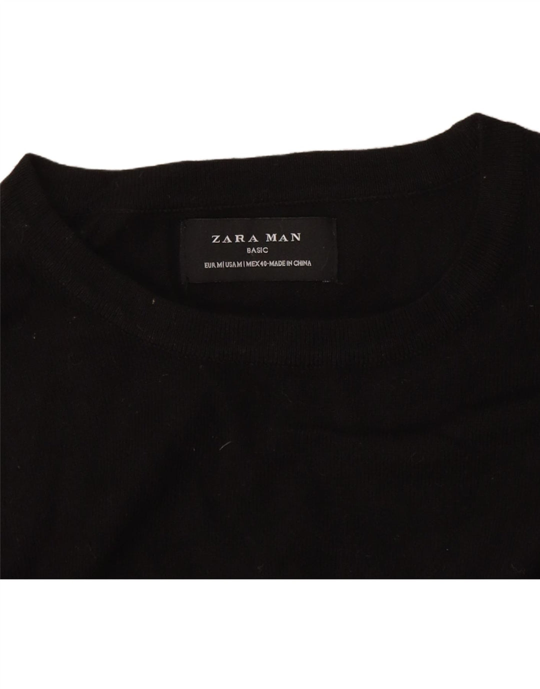 Zara Herre sweater med rund hals, medium sort