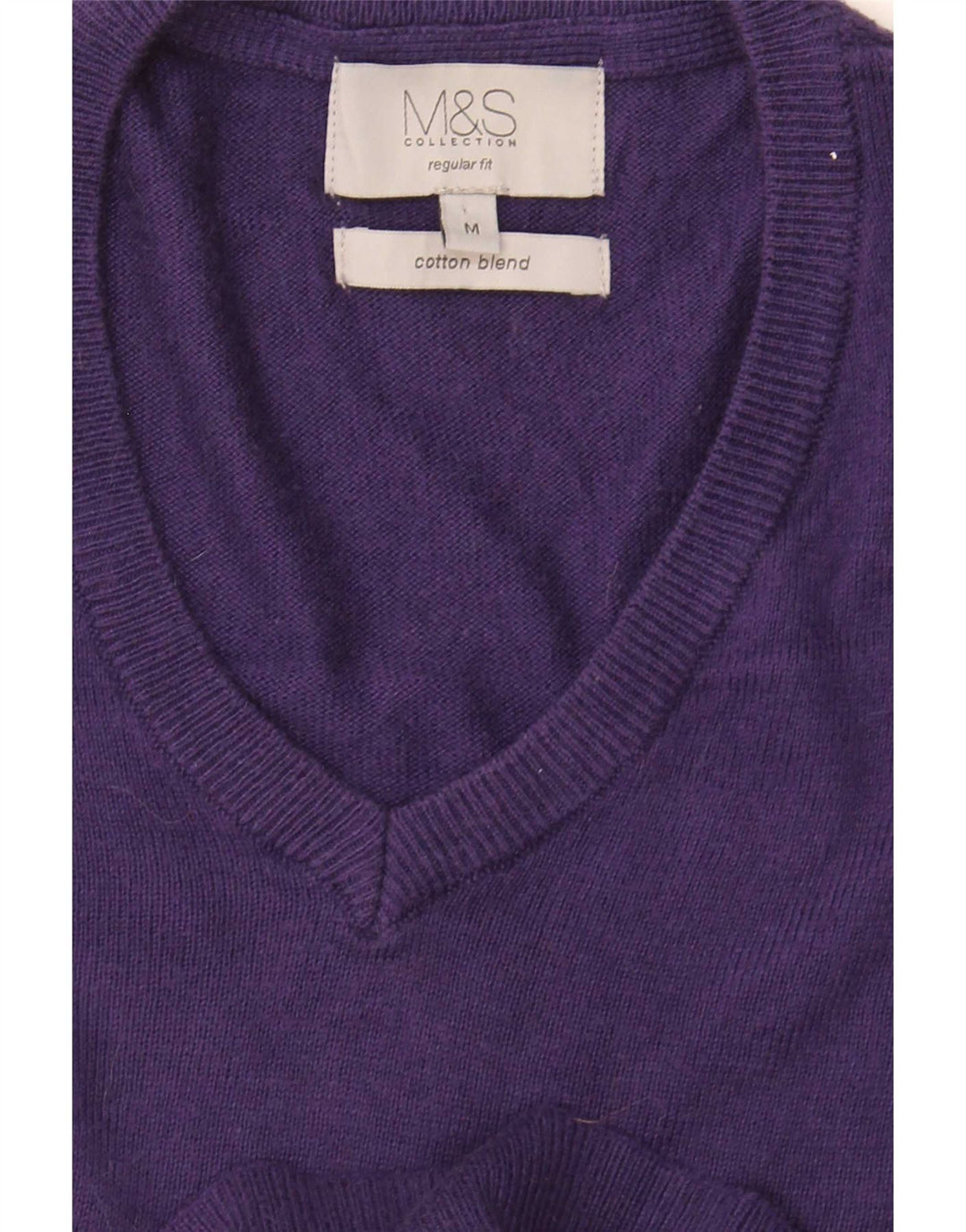 Marks & Spencer Herre Regular Fit V-hals sweater Medium Lilla Bomuld